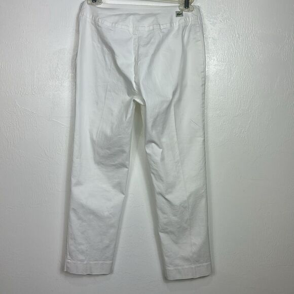 Lacoste White Cotton Blend Slim Fit Mid Rise Cropped Pants Size 4 - Picture 3 of 10